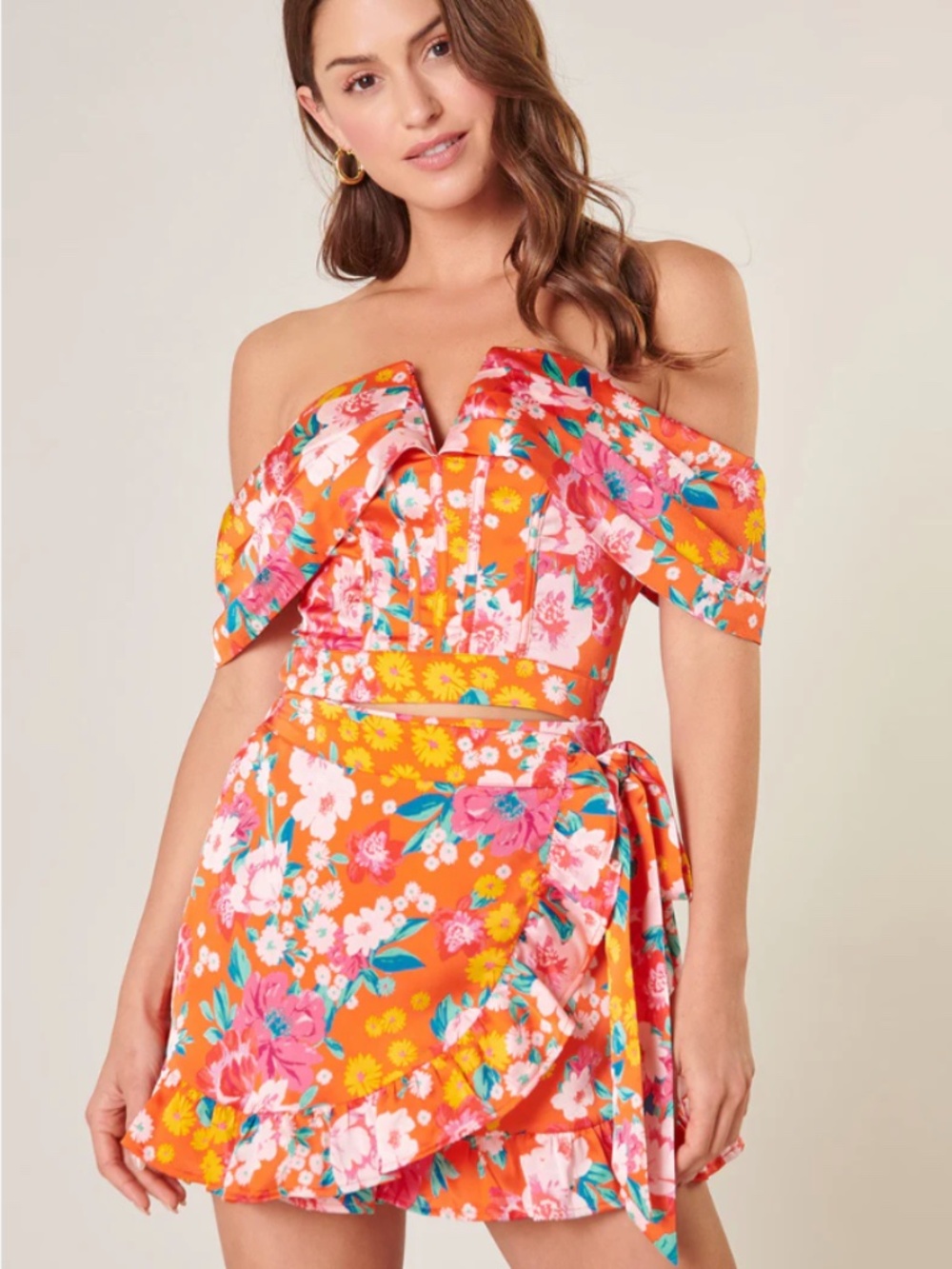 Sugarlips Waverly Floral Maude Off the Shoulder Bustier Top Size Large (NWT)